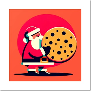 Santa eating a giant Cookie Posters and Art